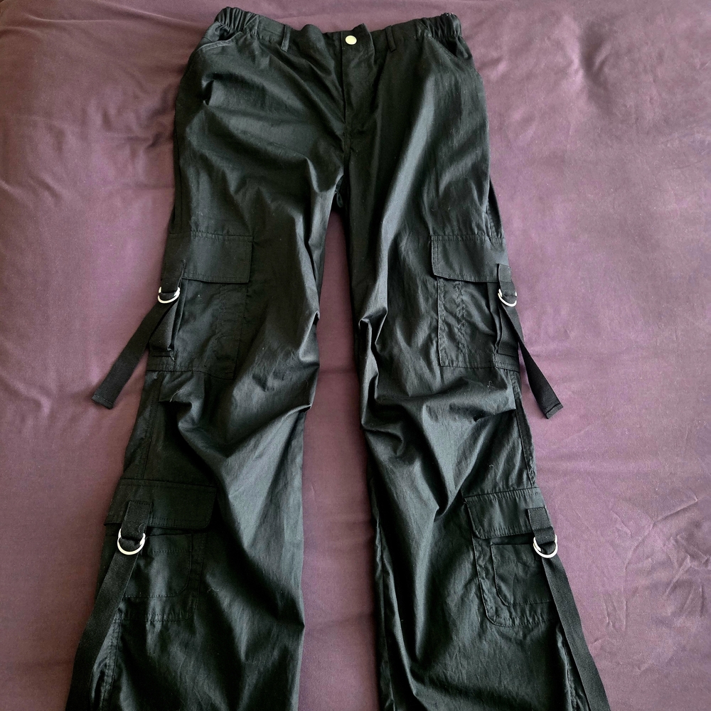 Justify Black Wide Leg Cargo Jumpsuit Pants with D-Ring Straps